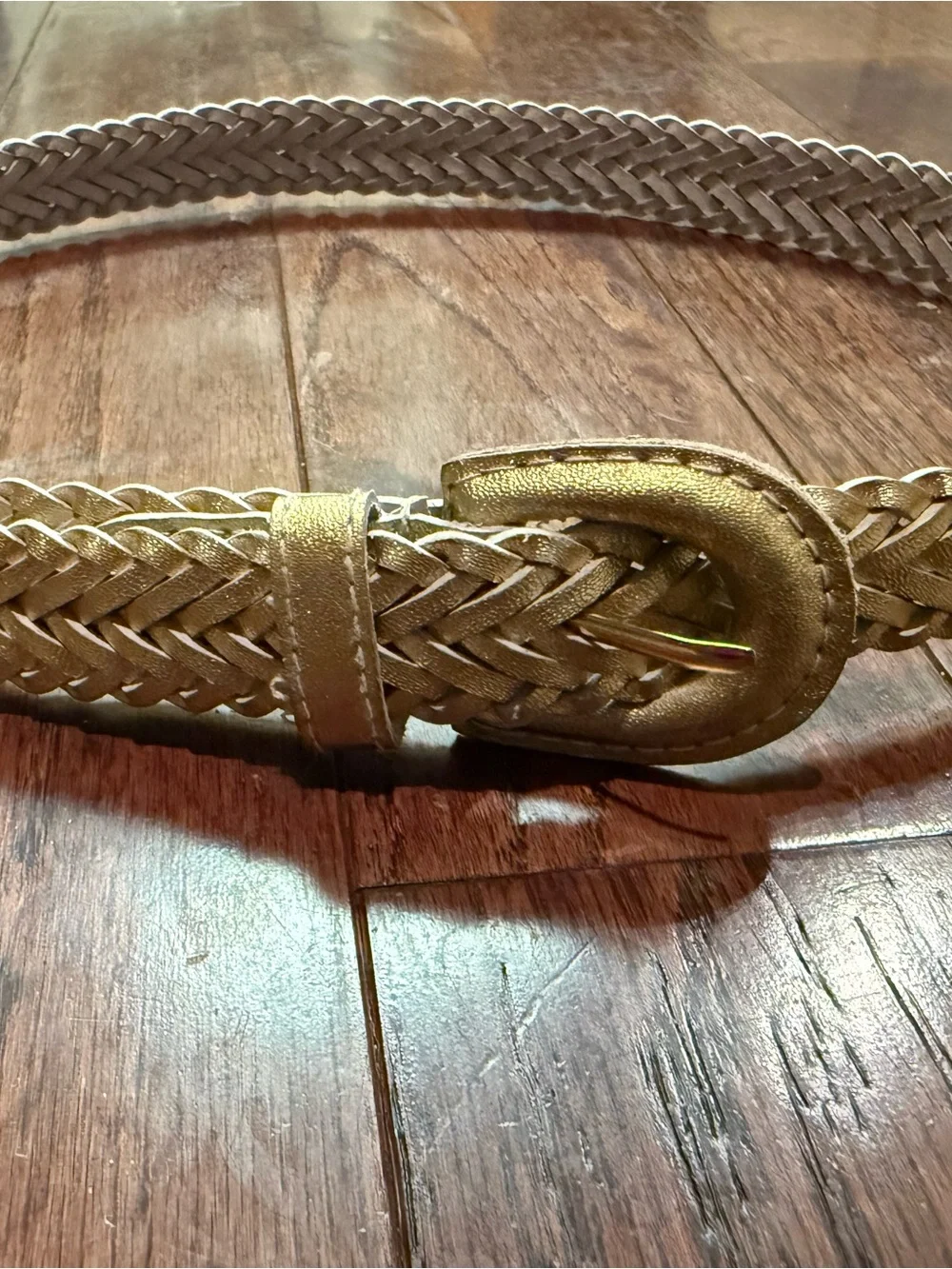 Vintage Woven Metallic Gold Women's Belt genuine leather medium